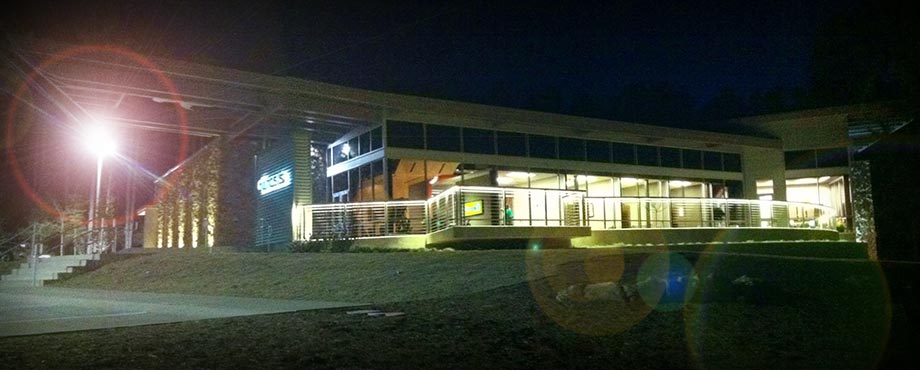 The GenCore Phirst Building at night